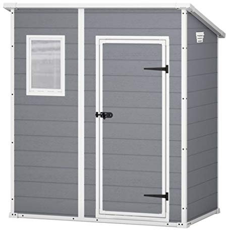 Keter Manor Pent Outdoor Gartenhaus, Kunststoff, Grau, 183 x 122 cm
