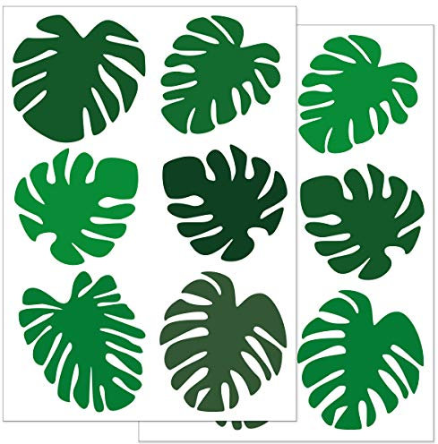 WANDKINGS Fensteraufkleber, Monstera Blätter, 2 Bögen in DIN A4, Wiederverwendbare Fenster Aufkleber