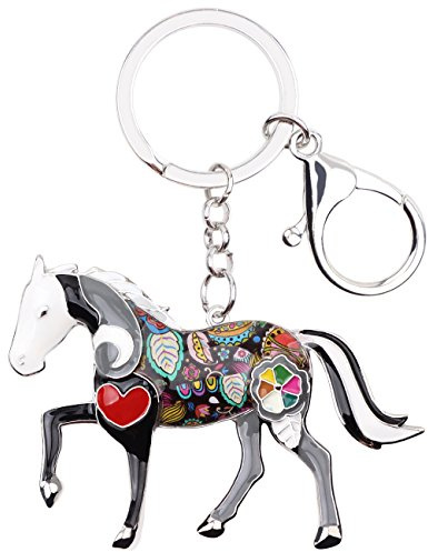 DOWAY Pferde Schlüsselanhänger Emaille Anhänger Geschenke für Damen | Handmade Legierung Tiere Tasche Anhänger Boho Schmuck Cowboy Rucksack Zubehör Geldbörse Schlüsselring für Auto Schlüssel