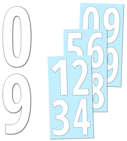 40 Stück, 150 mm - Zahlen Aufkleber Sticker Wetterfest Klebezahlen - Weiß