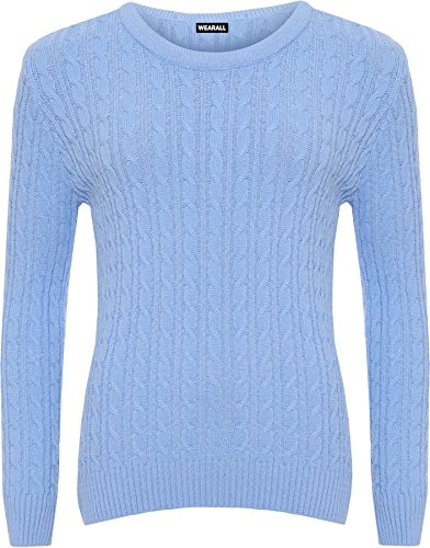 WearAll Women's Cable Knit Long Sleeve Top Ladies Jumper Sweater 16-22