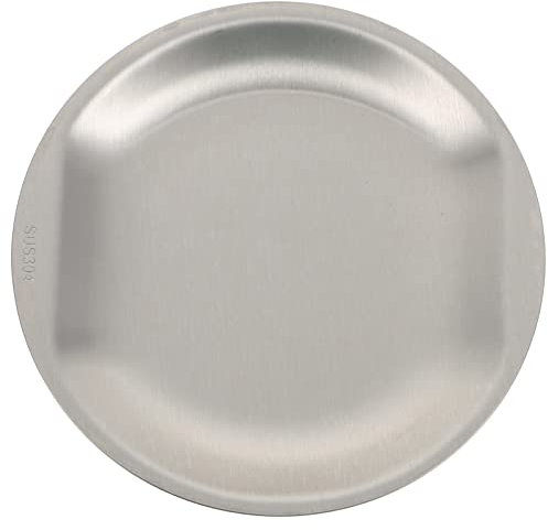 Cabilock Placas Redondas de Acero Inoxidable Placas de Metal Duraderas Placas de Alimentación Platos de Cena de Metal para Picnic Aire Camping