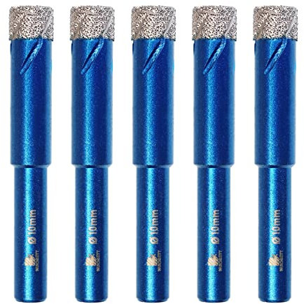 Forets Mèches Diamant Carrelage 10mm - BRSCHNITT Foret Céramique pour Porcelaine,Céramique, Granit,Carrelage(5 Pièces)