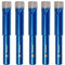 BRSCHNITT Diamond Drill Bit Set - 5pcs 10mm Hole Saw Core Bit With Round Shank for Porcelain Tile, Ceramic, Stone, Granite, Marble - Hex Shank Dry Drilling Core Bit Kit