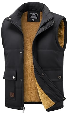 MAGCOMSEN Mens Gilet Fleece Lined Body Warmer Winter Thermal Gilet Jackets | Gilet with Pockets for Outdoor, Fishing, Hiking, Golf, Work, Full Zip, Thermal, Insulated Gilet