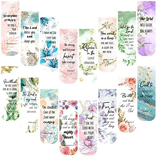 48 Stück Bibelvers Magnetische Lesezeichen, Lesezeichen Inspirierende Schrift Christlich Religiöse Motivierende Ermutigung Blumen Seitenclips Geschenke für Frauen Schulbürobedarf