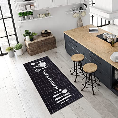 Pasha Home Küchenläufer, Flurläufer – Waschbar bei 30 °C, rutschfest, Pflegeleicht – Indoor-Teppich für Küche, Flur, Wohnzimmer – Perfekt für Innenräume – The Kitchen, 80x200 cm