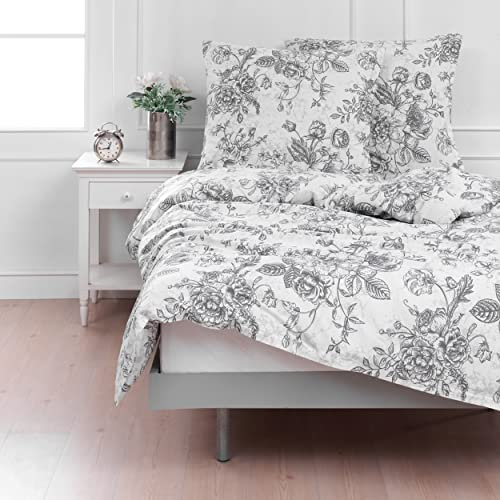 Mixibaby Bettwäsche Bettgarnitur Bettbezug Baumwolle 135x200 155x220 200x200 200x220, Größe:200 x 220 cm, Design Bettwäsche:Rosemary D1