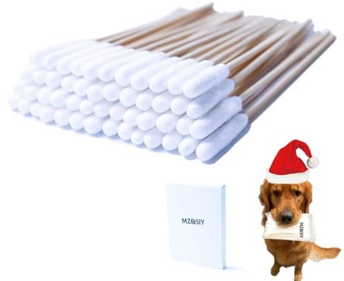 50 Stück Pet Dog Ear Cleaner Bamboo Cotton Buds 15.5cm verbesserter Langer Stock, Wachsentferner, juckende Ohren, Reinigungstupfer zur Reinigung von Tieren, Infektionen(50 Stück)