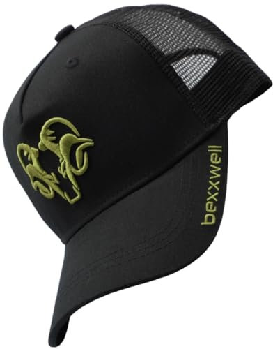 Bexxwell Trucker Cap schwarz/olivgrün mit 3D Logo-Stickerei (optimale Passform, Kappe, Black, Green, Truckercap, Logo, Cap, Unisex)
