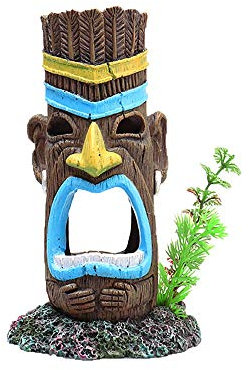 MOBEBI Aquarium-Dekorationen, Totem der Maya-Aborigines aus Harz, Landschaftsbau, geeignet for Unternehmen (Color : Painted, Size : 7x7.5x12.5cm)