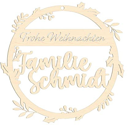 Türanhänger Türkranz Weihnachten personalisiert Premium Gravur - ab 20 cm Durchmesser - Hängedeko Türschild Hausdeko - Türhänger Holz Acryl