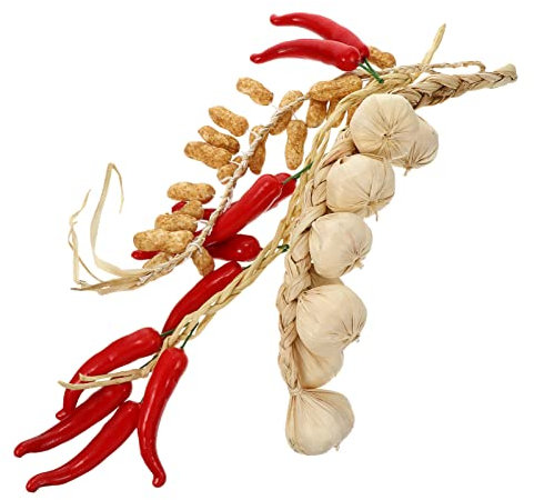 ORFOFE Obstdekor Knoblauch Strings 3 Ornamente Bauernhaus Zweige Simulation Kinder Weihnachten Essen Weiße Zwiebel Künstliches Aussehen Dekoration Dekorative Küche Laden Koch Fake Garlic