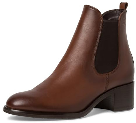 Tamaris Damen Chelsea Boots Leder Blockabsatz; COGNAC/braun; 40 EU
