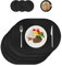 Lot de 4 sets de table et dessous de verre en cuir lavables - Décoration de table ronde - Pour cuisine et table à manger (ovales, noir)