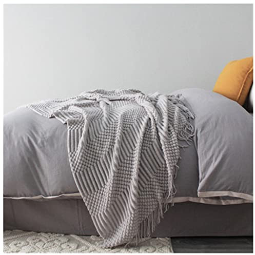 Picknickmatte Europa Plaid Knit Decken for Betten Sofa Hubble-Bubble Nordic Travel Car Klimaanlage Gestrickte Decke Decke Bettdecke Picknickdecke (Color : Light Grey Blanket, Size : China)