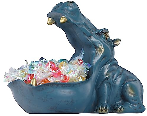 Figurina di ippopotamo in resina - Piatto di caramelle unico e ciotola per chiavi per la scrivania dell'ufficio e l'arredamento del tavolo d'ingresso - Contenitore multifunzionale per articoli vari