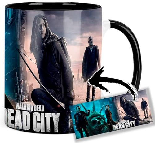MUGSVILLE The Walking Dead Dead City Jeffrey Dean Morgan Negan Lauren Cohan Taza Interior y Asa Negra Ceramica Mug