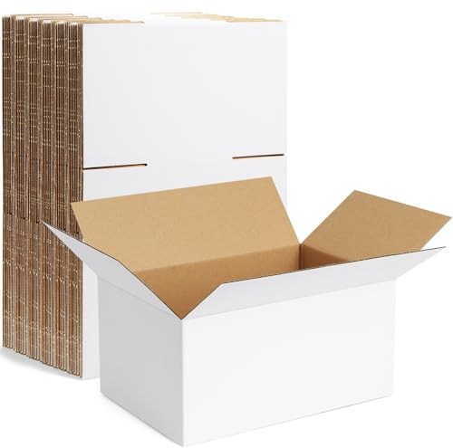Famagic 10 Pack 10x7x5 Inch Small Shipping Boxes White Corrugated Cardboard Boxes Mailer for Small Business, Mailing Boxes for Packaging Bulk