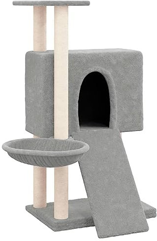 vidaXL Kratzbaum Sisal-Kratzsäulen Hellgrau 96cm Katzenbaum Katzenkratzbaum