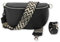 BRISE Bauchtasche Damen Echtleder SAHEL Silber Handgemachte Umhängetasche Crossbody Bag Hüfttasche mit Ledergurt + Optionalen Breiten Gemusterten Riemen Gürteltasche Made in Italy (Schwarz-Silber 3)