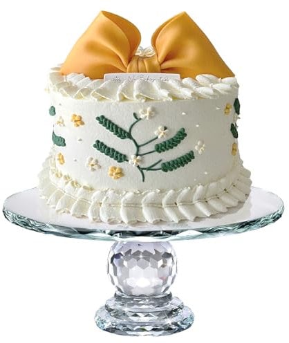 Uten Kuchenplatte Glas, Tortenplatte tranparent Kristallglas, Tortenständer mit Fuß, rund, ø 27 cm