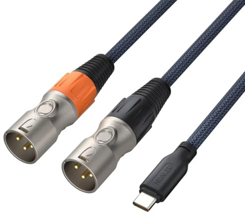 HUALEU Cavo audio da USB C a doppio XLR maschio, cavo audio stereo HiFi da USB C a 2 XLR maschio 32 bit/384 kHz, altoparlante attivo con connessione USB C, amplificatore di potenza cavo audio, 1,9 m