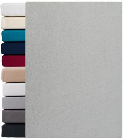 Frottee Spannbettlaken | Silber | 90x200-100x200 cm | Winter Bettlaken | Extra Dickes Material 160g/m² | Oeko-TEX Made in Green, Hautsympathisch, Atmungsaktiv