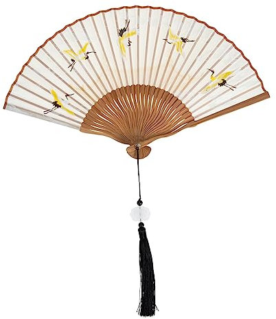 PRETYZOOM Foldable Chinese Fan Silk Material Japanese Pattern Art Home Wall Adornment Craft Ornament