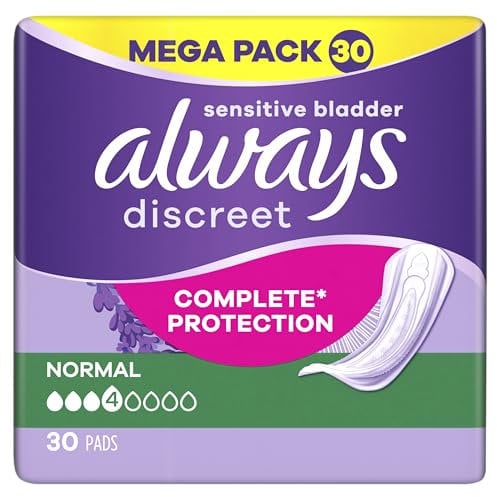 Always Discreet Serviettes Pour Fuites Urinaires Femmes Normal 30 Serviettes Protection Intégrale*. Discrétion Incroyable