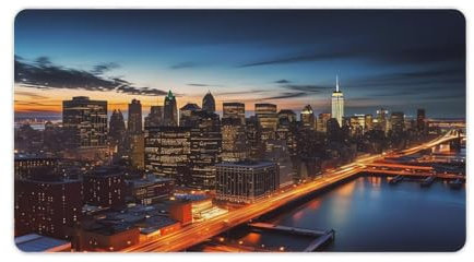 Schreibtischunterlage, großes Mauspad, Motiv: New York City Landschaft, Schreibtischunterlage mit rutschfester Unterseite, genähter Rand, Laptop-Schreibtischunterlage für Home Office