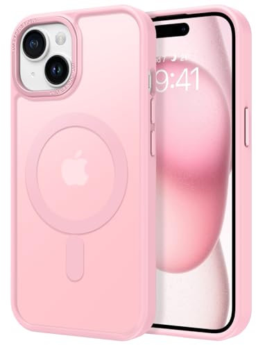 GaoBao Strong Magnetic for iPhone 15 Plus Case, Slim Fit iPhone 15 Plus Phone Case [Compatible with MagSafe] Classic Shockproof Translucent Matte Protective Cover for iPhone 15 Plus 6.7, Tender Pink