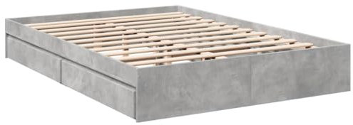 vidaXL Cadre de lit avec tiroirs pour chambre à coucher, cadre de lit avec sommier à lattes, lit double, gris béton, 160 x 200 cm