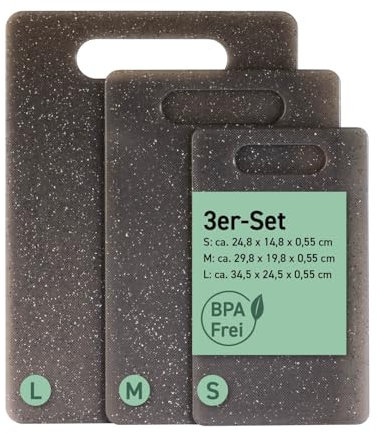 GOURMETmaxx Schneidebrett 3er Set | Schneideunterlage aus Kunststoff – geruchsneutral | geschmacksneutral, BPA-frei & spülmaschinengeeignet | Schneidbrett – ideal als Küchenzubehör