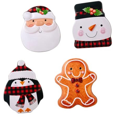 CIYODO 4pcs Box Christmas Tin Box Boxes Christmas Chocolates Candy Jar Chocolates for Gifting Biscuits Gingerbread Man Christmas Cookie Tins Cookie Boxes Candy Container Tinplate