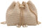 TOFBS Sac a Main Femme Pochette en Paille Tissée Plage d'Été Embrayage Soirée Sacs à Bandoulière avec Chaîne Métal pour Fête Mariage Vacances Boule (Beige)