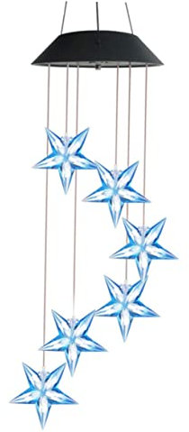 BESPORTBLE Solar Wind Chime Light Mit Farben Hängende Solarleuchte Für Garten Und Terrasse Gehäuse Blauer Stern Dekorative Led Nachtlampe Für Außenbereiche