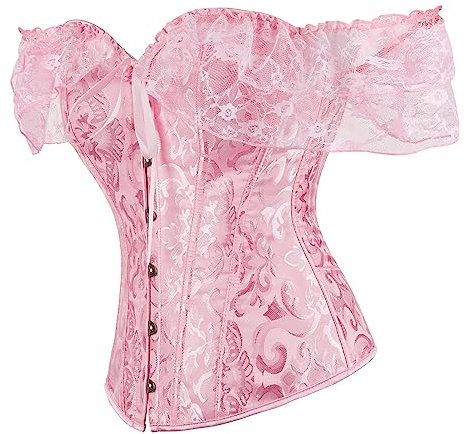 FunAloe Dark Pink Corset,Top,Lingerie,Lace Corset Top,Bodyshaper,Overbust,Basques and Suspenders,Party Halloween Costume,Women's Bustiers and Corsets,Shapewear