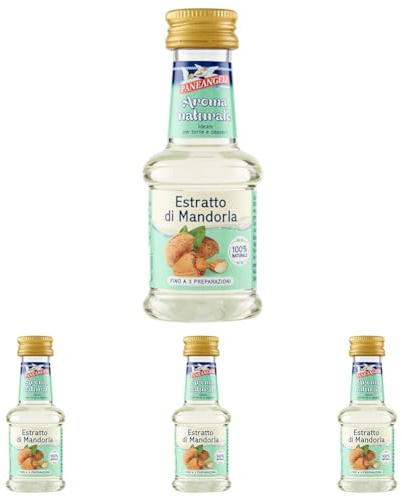 Paneangeli Estratto di Mandorla 100 % Naturale, Aroma Alimentare Naturale Ideale per Torte e Dessert per Dolci, Senza Alcool Senza Conservanti Senza Solventi, 35 ml  (Confezione da 4)