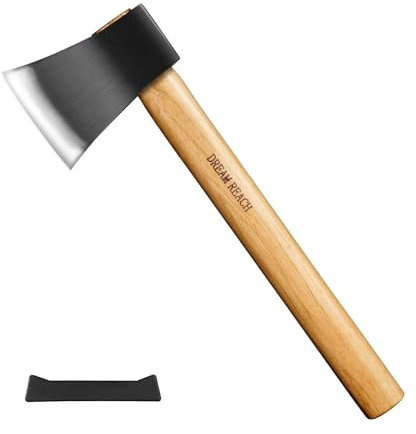 Dream Reach Hochwertige Wikinger Knappheit Axt Handgeschmiedet Outdoor Survival Axt mit Leder Holster Carbonisierte Holzgriff für Camping und Wandern