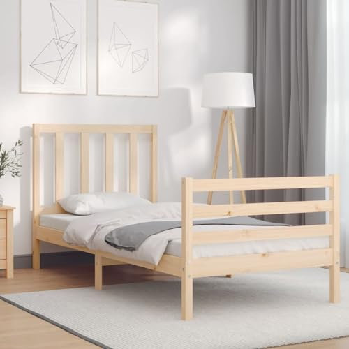 Iiaky Massivholzbett mit Kopfteil Holzbett Kopfteil Bett Bettgestell Holz Massivholzbetten Bettrahmen Massivholzbett - 3193821