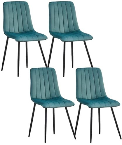 CLIPOP Esszimmerstühle 4er Set,Samt Gepolsterte Küchenstühle mit Stabilen Metallbeinen, Lounge Wohnzimmerstuhl für Zuhause, Büro und Hotel (4er Set, Türkis)