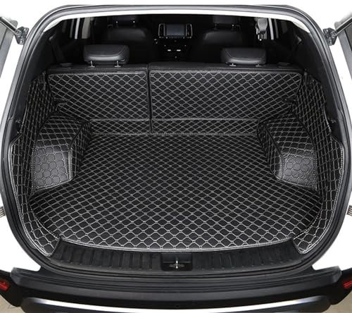 LAINGJINGMEI Alfombrillas de Cuero for Maletero de Coche compatibles con Audi A3 Sportback 2014-2020, Alfombrilla for Maletero Trasero, Alfombrilla for Bandeja(Black with Beige)