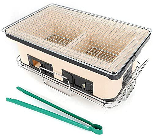 Holzkohlegrill - Rechteckiger japanischer Keramikgrill für Tischkochen, tragbarer Herd für Camping und Indoor/Outdoor