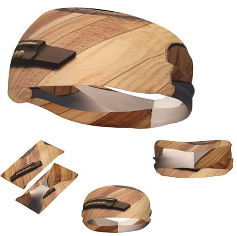 Sport-Stirnband für Herren und Damen, feuchtigkeitsableitend, athletisches Schweißband, Gitarre, Holz, Workout, Schweißbänder, rutschfest, dehnbar, für Laufen, Radfahren, Fußball, Yoga
