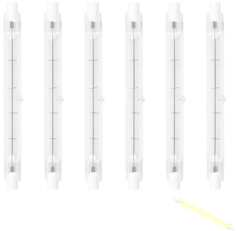 Vidsmow 6 Pack R7s Halogen Bulbs 118mm 230W Dimmable Linear Floodlight Bulb, Warm White 2800K, Energy Saving J118 Lamp, Alternative to R7s LED Bulb 118mm for Floor Lamps, Uplighters, Outdoor Lighting
