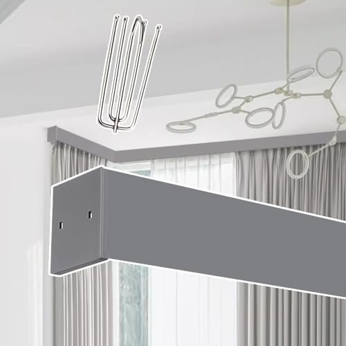 ZBORAVPIX Slide Rail Sliding Door Sliding Track， Ceiling Curtain Rail System With Pelmet Divider Multicolor Multiple Sizes(Dark Grey,2.2m(7.2ft))