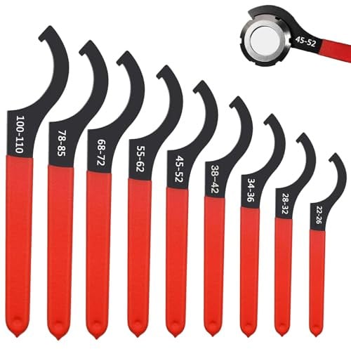 YUNXCNA Gewinde SchlüSsel, 9 Stück Haken SchlüSsel Werkzeug, Stoß Spanner SchraubenschlüSsel, Gewindefahrwerk Schraubenschlüssel Reparatur Entfernungswerkzeug, Hakenschlüssel, Für Federungssystem