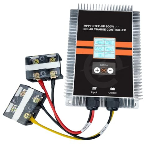 Fangxuee Controlador de Carga Solar Boost MPPT de 24-85 V A 18-65 V, 800 W, Voltaje Ajustable con Pantalla, para Vehículos Eléctricos Automáticos.