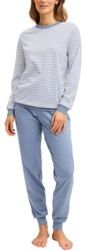 CALIDA Graphic Nights Bündchen-Pyjama Damen, weich, pflegeleicht, elastischer Hosenbund, softe Bündchen an den Abschlüssen